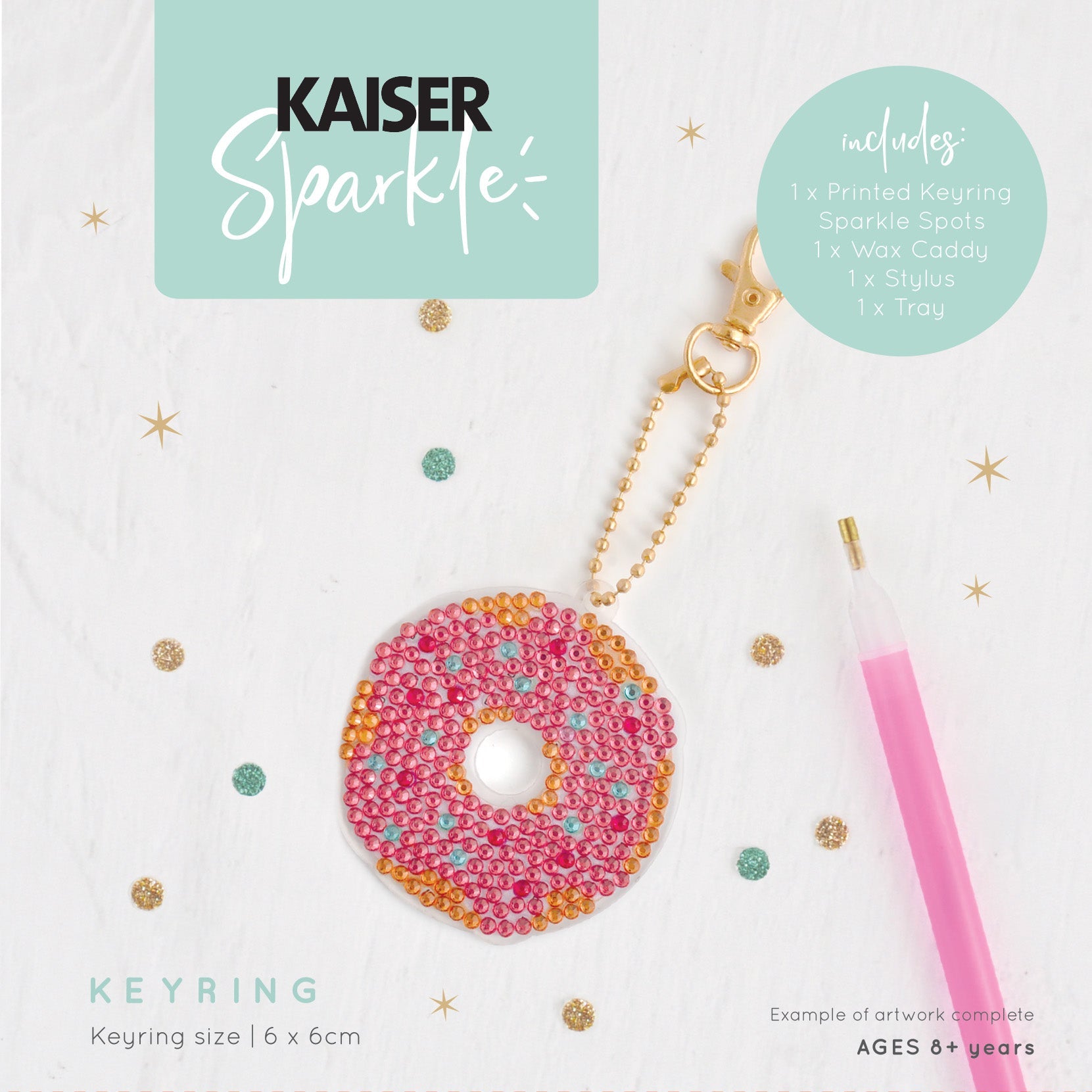 Kaiser Creative Club - Kids Sparkle Keyrings - DONUT